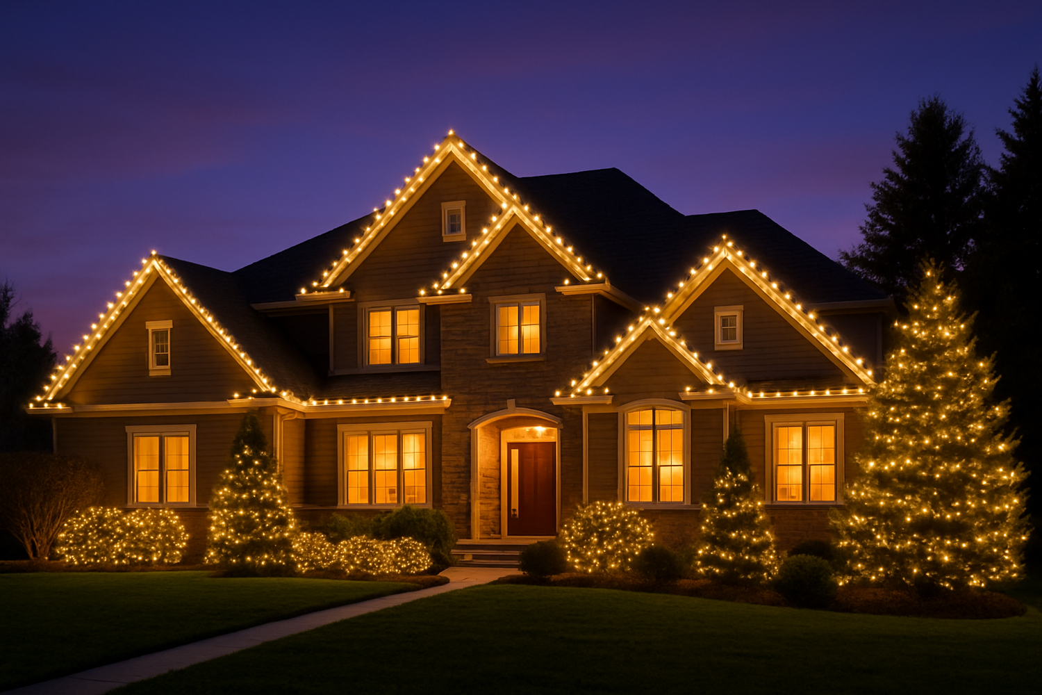 Make this a larger house, no snow, and do the top Ridgeline of the house in as well.